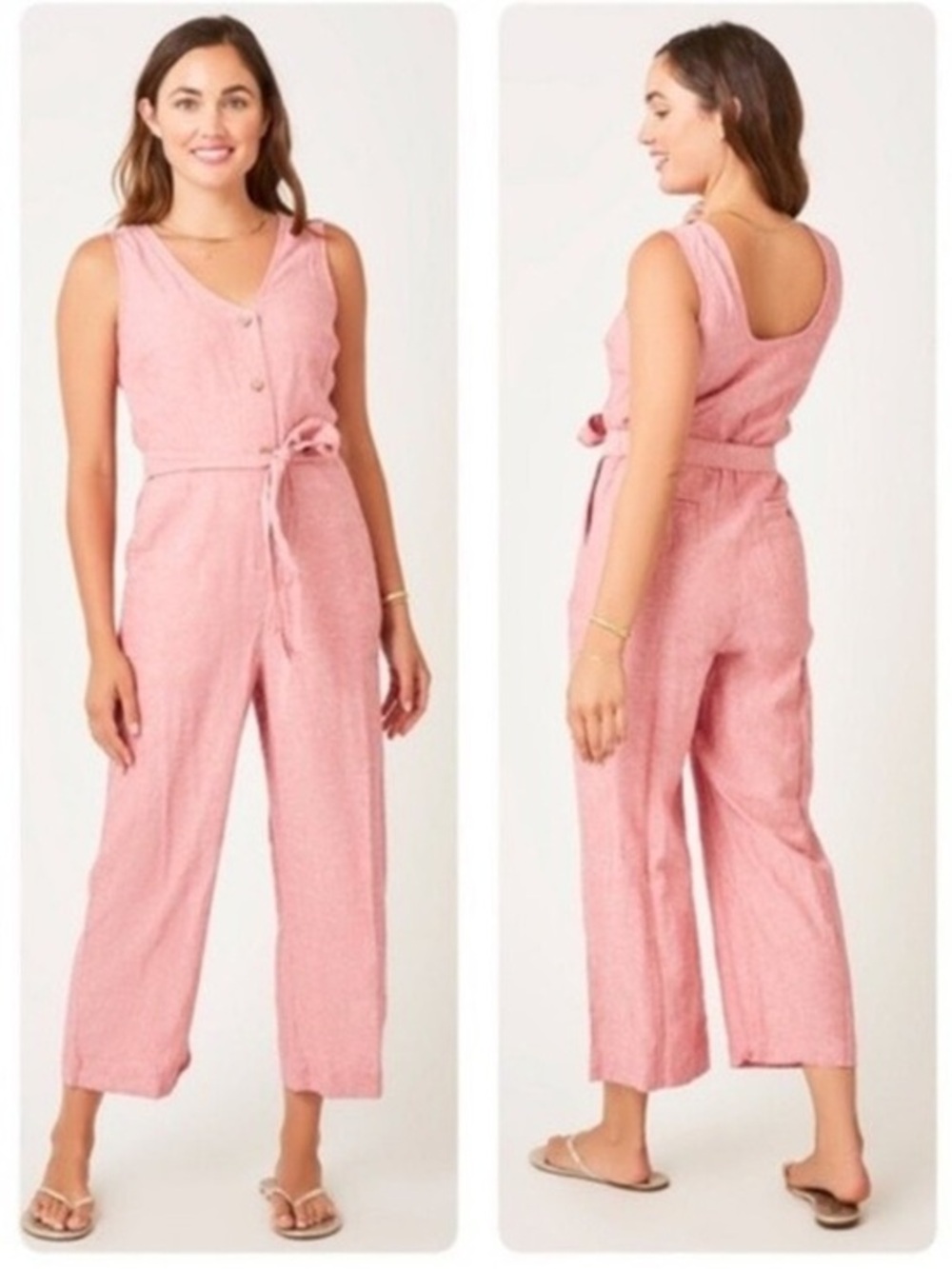 Carve Designs Bonfire Women's Jumpsuit Red Chambray Linen Blend Size Small